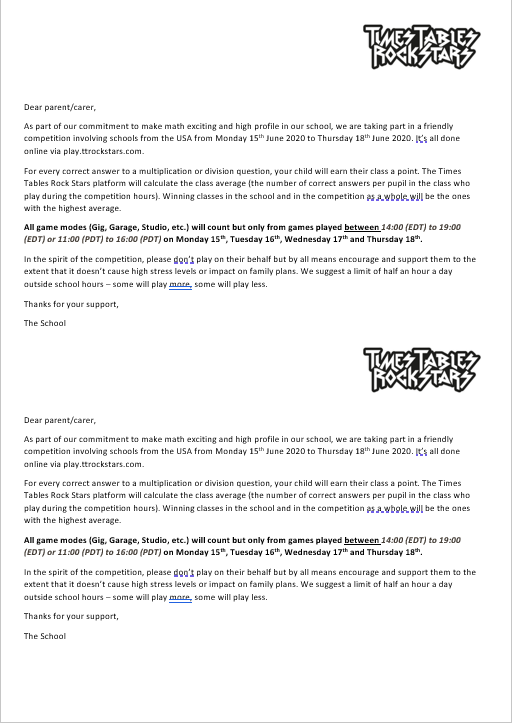 Download your USA Rocks Parent Letter